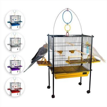 Imagem de Viveiro Gaiola Calopsita com Rodinhas Preto - Jel Plast, Amarelo