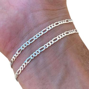 Imagem de Kit 2 Pulseira Masculina 3x1 Italiana 3mm Prata Legítima 925 - Hakuna 