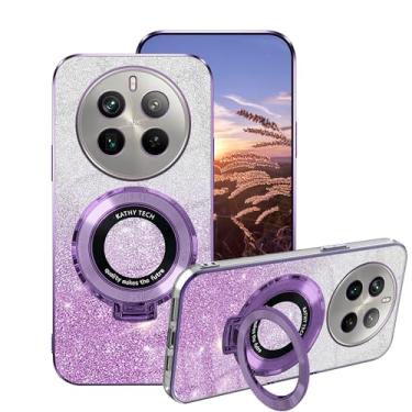 Imagem de Capa de silicone compatível com Realme 12 Pro Plus com suporte de anel, para Realme 12 Pro Plus, capa de telefone com purpurina, camada dupla, removível, macia, macia, à prova de choque, capa fina