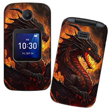 Imagem de RWUTYTIUL Capa para celular Alcatel Go Flip 4 / TCL Flip Pro com protetor de tela de vidro temperado, camada dupla antiarranhões à prova de choque, capa fina com textura de grade para mulheres e