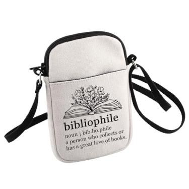 Imagem de Bolsa transversal Bibliophile Society Book Lover Gift Bibliophile Meaning Small Sling Bag, Branco