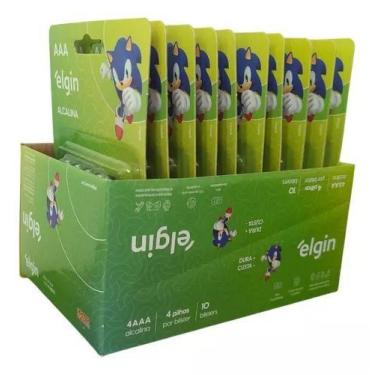 Imagem de Caixa com Pilhas AAA 1,5V Alcalina Elgin 10 Cartelas com 04 UN total 4