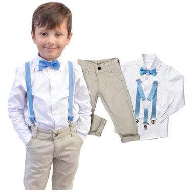 Imagem de Roupa Juvenil Social Masculino Batizado Casamento Gravata E Suspensóri