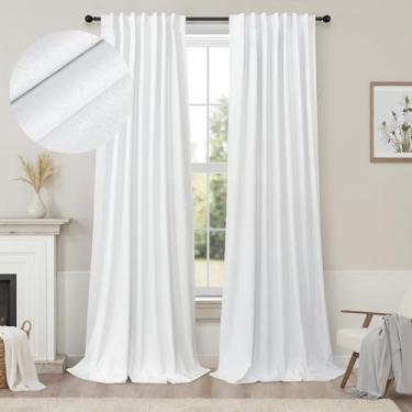 Imagem de Cortinas de vidro deslizantes para porta de 228 cm de comprimento, 100% blecaute, cortinas brancas para quarto, berçário, sala de estar, escurecimento, isolamento térmico, para o calor do verão, leve