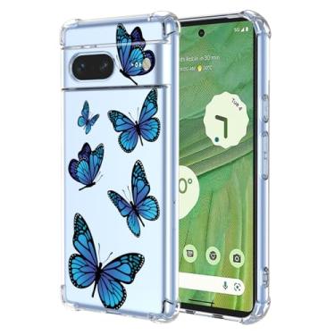 Imagem de KOARWVC Capa de telefone para Google Pixel 7, capa para Google 7 GVU6C GQML3 GO3Z5 capa macia TPU com absorção de choque fina capa protetora padrão borboleta capa traseira para Google Pixel 7