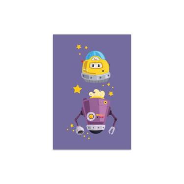 Imagem de Placa Decorativa MDF infantil Robôs Amigos 30x40cm - Quartinhos