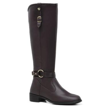 Imagem de Bota Cano Alto Feminina Com Zíper Gmm Shoes 11080, Marrom, 35, Feminin