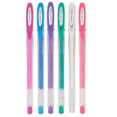 Imagem de Kit 06 Caneta Gel UNI BALL Signo Angelic Color 0.7mm Cores Pastel Escr