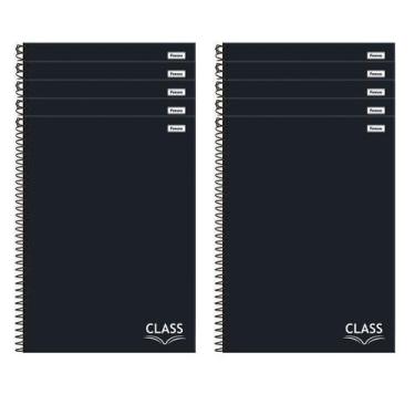 Imagem de Kit 10 Caderno 1 materia Universitario Preto Class Foroni Capa dura