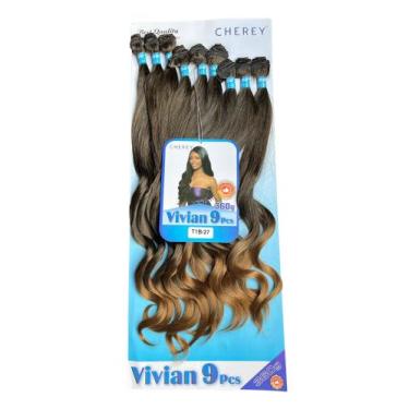 Imagem de Cabelo Cherey Bio Fibra Liso Ondulado Vivian 9 telas 65cm 360g, Ombre 
