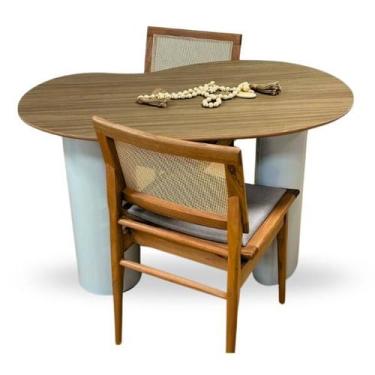 Imagem de Mesa  de jantar Organica Ayla  235x122cm  base em laca tampo carvalho 