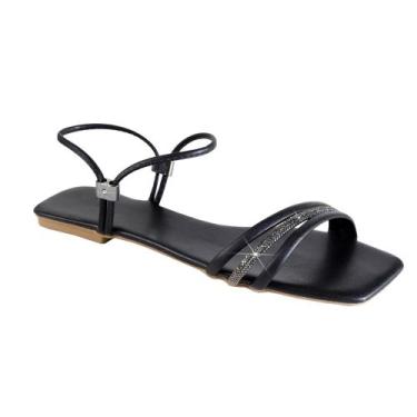 Imagem de sandália feminina strass numeração grande especial 40/41/42/43/44 - ju