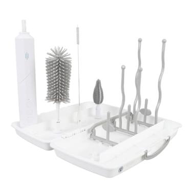 Imagem de Limpador de escova de garrafa elétrica, 3 velocidades de limpador de escova de mamadeira com 2 cabeças substituíveis e rack de secagem portátil de pincel de limpeza recarregável