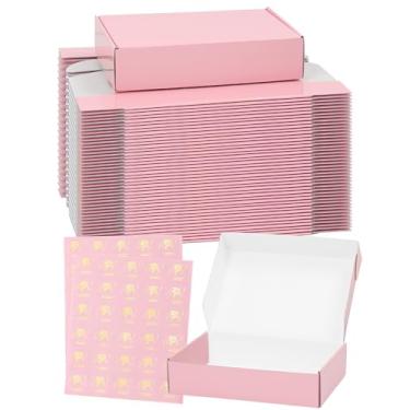Imagem de TryDrem caixas de remessa de 9 x 6 x 2 polegadas, conjunto de 45, lindas caixas de papelão ondulado rosa, caixas de embalagem para envio de literatura de presentes para pequenas empresas