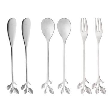 Imagem de Jogo 6 Talheres de aço inox prateado Leaves Wolff Gourmet - 28838