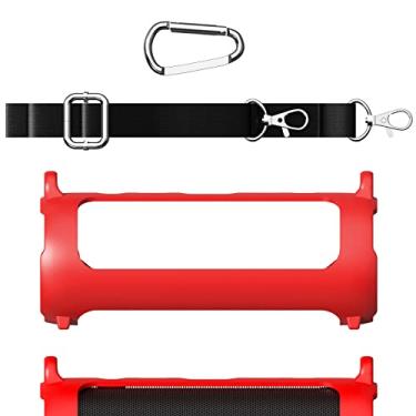 Imagem de Geekria Capa de silicone para alto-falante compatível com JBL Flip 6, capa protetora à prova d'água macia, caixa de transporte de alto-falantes de substituição com alça de ombro (vermelha)