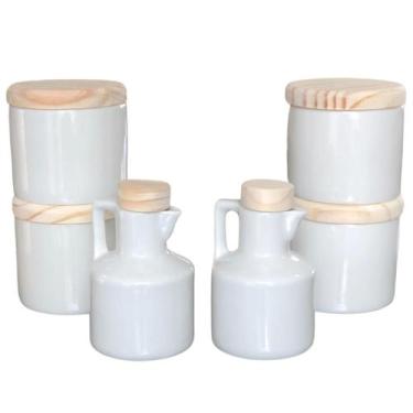 Imagem de Kit temperos - 4 porta condimentos + 2 galheteiros Azeite e vinagre - 