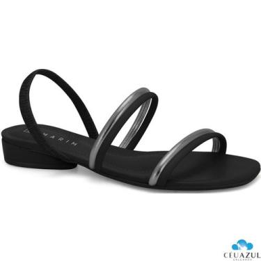 Imagem de Sandália Feminina Ramarim Saltinho Tira Metalizada Conforto, Plus pret