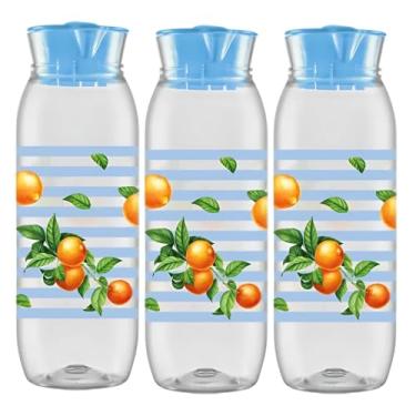Imagem de 3 Garrafa De Água Geladeira Jarra Suco Tampa Premium 1,4lt (Laranja)