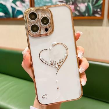 Imagem de Moda luxo diamante transparente premium vem com película de lente para iPhone12 13 14 15PorMax, dourado, para iPhone 12ProMax