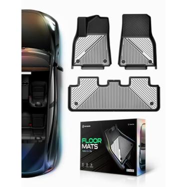 Imagem de YHTAUTO Tapetes de carro cinza Galaxy Upgrade para carros Tesla Model Y 2020-2024, TPE+PU Dual-Tone All Weather Car Mats, ajuste personalizado modelo Y acessórios interiores