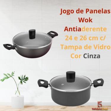 Imagem de Jogo de Panela Caçarola Enjoy 24 e 26cm c/ TP Vidro Antiaderente Cor C