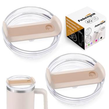 Imagem de Fabenyok Tampa de copo de substituição de 1,134 g para Stanley Cup, pacote com 2 tampas de substituição transparentes adequadas para copo de viagem Stanley, capas de copo à prova de derramamento para
