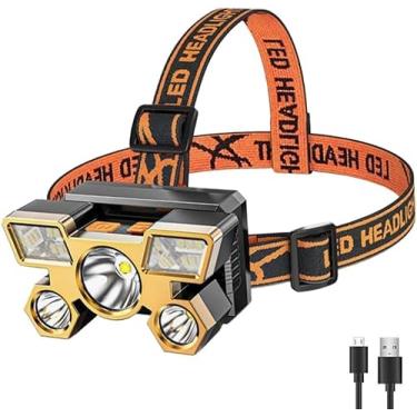 Imagem de Lanterna de Cabeça LED Recarregável, Potente, Ajustável, Resistente à Água, Trilhas, Pesca, Ciclismo, Trabalhos Noturnos e Atividades ao Ar Livre Confortável, Compacta e com Bateria de Longa Duração