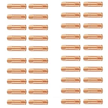 Imagem de Pontas de contato da tocha de soldagem, pontas de contato de cobre M6 de 0,8 mm, 0,9 mm, 1,0 mm, para tocha de soldagem MIG/MAG 15AK, 40 peças