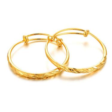 Imagem de Ethlyn 2 peças/lote, banhado a ouro 18 K, pulseiras para bebês, crianças, presentes de Natal, primeiro aniversário, 1.77 Inch, Cobre