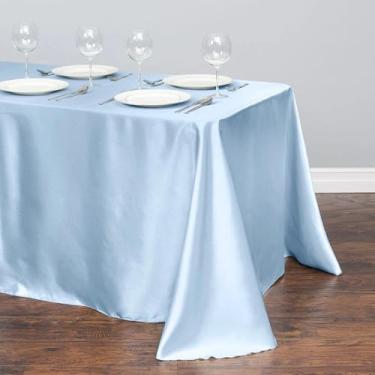 Imagem de Toalha de mesa retangular de cetim, capa de sobreposição de mesa, festa, feriado, jantar, casamento, decoração de banquete (145X396cm/índigo)