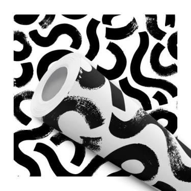 Imagem de Papel De Parede Adesivo Lavável Arvore Abstrata Cinza e Branco Quarto 