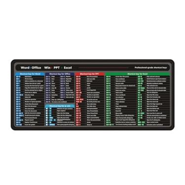 Imagem de Excel/Word/Power Point/Windows Mouse Blocos de Cheat, Antiderrapante e À Prova D'água, Grande Tapete de Atalhos de Mesa para PC de Escritório (GG 80 x 30 cm), Mais de 200 Atalhos de Teclado Mousepad