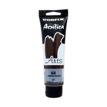 Imagem de Tinta Acrílica Corfix Arts 120ml Marrom Van Dick 64 Gr 1, 064 - MARROM