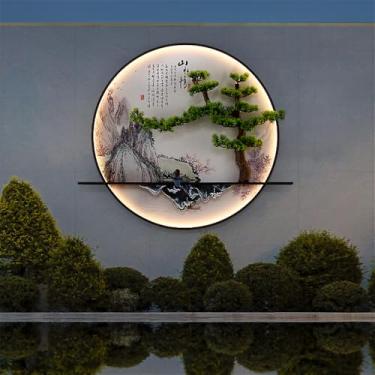 Imagem de Luminária de parede contemporânea para paisagem externa em pinho, à prova d'água, mural chinês, criativa, elétrica, varanda, corredor, pátio, vila, jardim, comunidade, decoração de parede LE