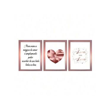 Imagem de Kit 3 Placas Quadros Decorativos Para Sala Quarto Casal - NoBrand, Pre