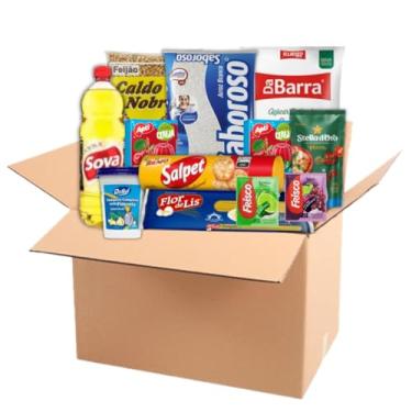 Imagem de Cesta Básica Essencial, Kit de Alimentos com Arroz, Feijão, Óleo, Macarrão, Açúcar e Gelatina, Pacote Completo para Doação