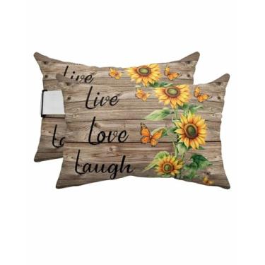 Imagem de Travesseiro de cabeça reclinável verão girassol borboleta em celeiro de madeira almofada externa com enchimento, almofadas reclináveis à prova d'água, espreguiçadeira, almofada lombar para praia