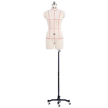 Imagem de CUTPOIY Manequim de costura feminina sobre rodas para roupas de costura, corpo de tronco de manequim plus size com suporte, forma de vestido feminino ajustável alfaiate costureiras manequim