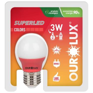 Imagem de Lâmpada Bolinha Colors Vermelha de 3 Watts Bivolt - 05434 - OUROLUX