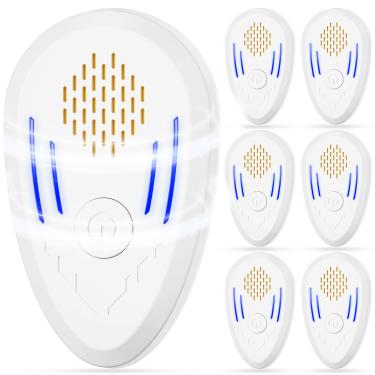 Imagem de Repelente ultrassônico de pragas interno com 6 pacotes, repelente ultrassônico para roedores, ratos, insetos, aranha, mosquito, barata, plugue eletrônico, controle de pragas, assassino de baratas,