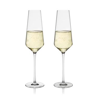 Imagem de Viski Flautas de cristal liminal, copos transparentes ultrafinos, finos e leves, copos elegantes para champanhe, prosecco, vinhos espumantes e coquetéis, 255 g, conjunto de 2