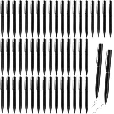Imagem de LCPQMZGH 50 mini canetas esferográficas, mini canetas de 10 cm a granel, para cadernos de bolso e blocos de notas, tinta preta (preto)