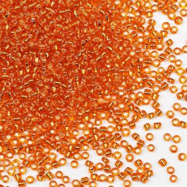 Imagem de Grânulos de sementes a granel 200 gramas cerca de 6.500 peças, contas de artesanato de vidro laranja 8/0 de 3 mm para fazer brincos, pulseiras, pingentes, joias de cintura, contas de sementes