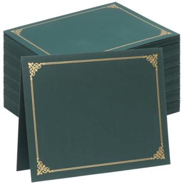 Imagem de Porta-certificados, capas de diploma borda dourada, para certificados de tamanho carta 21 x 28 cm, cartolina, documentos de documentos, verde (50)