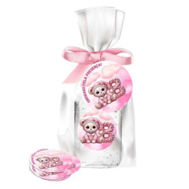 Imagem de kit 25 Lembrancinhas Alcool Gel Ursinha Rosa Maternidade e Chá De Bebê