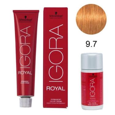 Imagem de Kit Tintura Schwarzkopf Igora Royal 9-7 Louro Extra Claro Cobre 60g + 