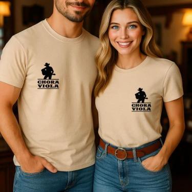 Imagem de Camiseta Algodão Casal Amigos Country Estampa Chora Viola Sertanejo Se