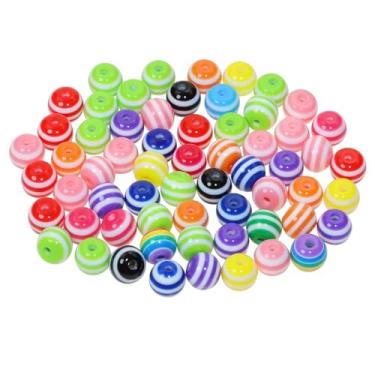 Imagem de Tupalizy Contas listradas de 8 mm pequenas contas de orgulho arco-íris de plástico espaçadores coloridos para pulseiras, fabricação de joias, chaveiro, colares, brinco, artesanato, artesanato, projeto