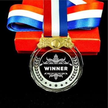 Imagem de Crystown 1ª 2ª 3ª Medalhas de Cristal Vencedor MVP Troféu de Vidro Ouro Prata Bronze Prêmios com Fita, Estilo Olímpico, para Eventos de Competições Esportivas, Festas de Festa, Presentes de Lembrança